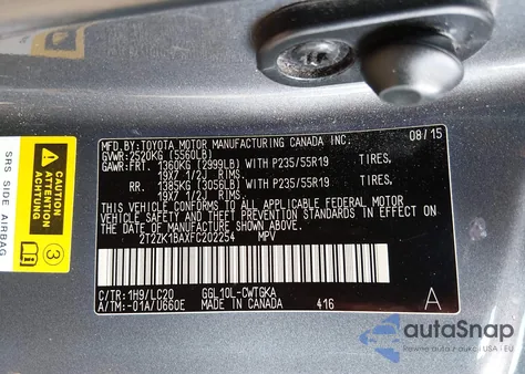 2015 Lexus Rx 350 z USA, uszkodzony, nr VIN 2T2ZK1BAXFC202254